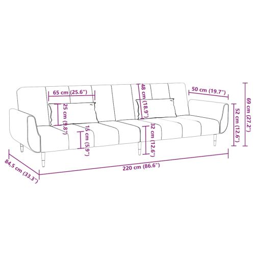 2-местно разтегателно канапе с 2 възглавници тъмнозелено кадифе
