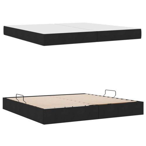 Легло с място за съхранение и матрак Черно 200 x 200 cm