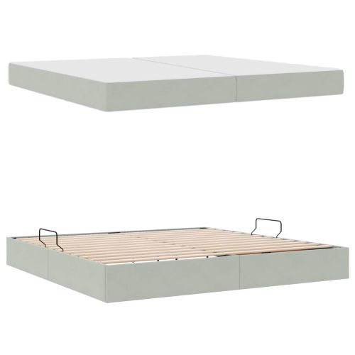 Легло с място за съхранение и матрак Светлосиво 200 x 200 cm