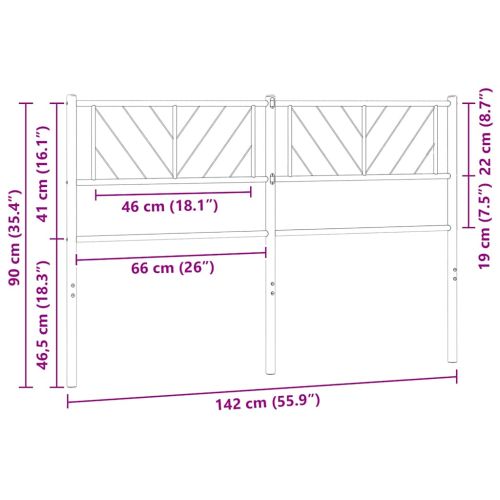 Метална резервна табла за легло, бяла, 135 см