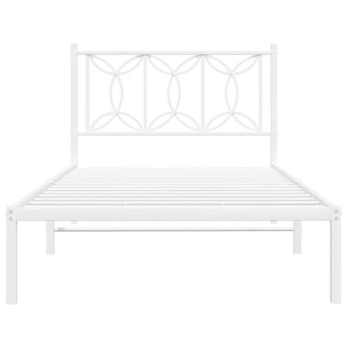 Метална рамка за легло с горна табла, черна, 100x200 см