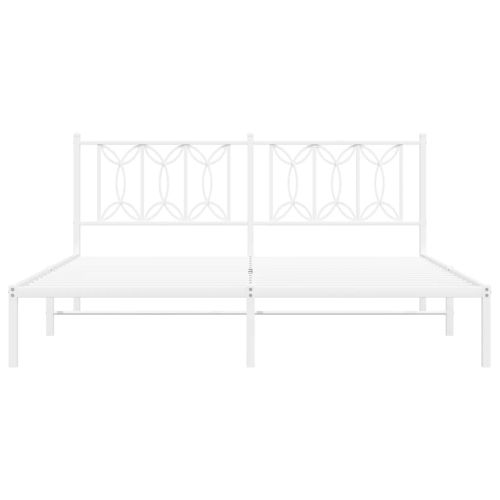 Метална рамка за легло с горна табла, бяла, 180x200 см