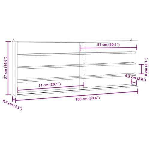 Дървена колекционерска витрина с врати 100x8,5x37 см
