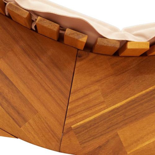 Люлеещ се шезлонг с възглавница, масивна дървесина, акация