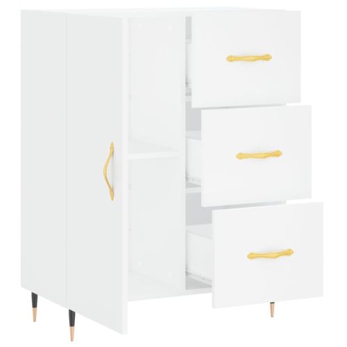 Сайдборд, бял, 69,5x34x90 см, инженерно дърво