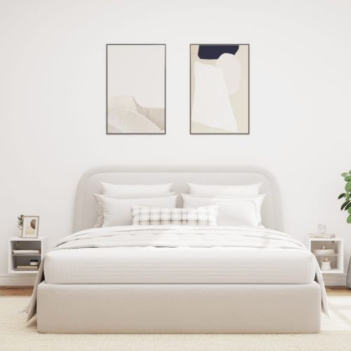 Стенни ТВ шкафове с LED осветление, 2 бр, бели, 30x28,5x30 см