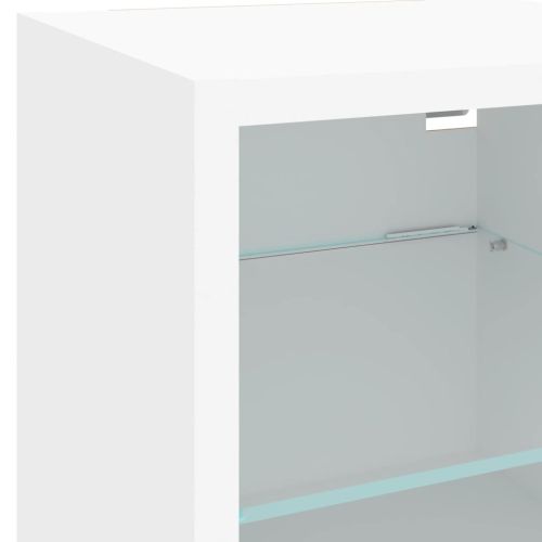 Стенни ТВ шкафове с LED осветление, 2 бр, бели, 30x28,5x30 см