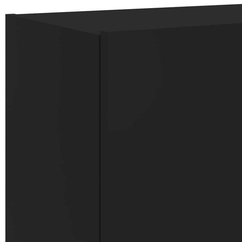 Стенен ТВ шкаф с LED осветление, черен, 60x35x41 см