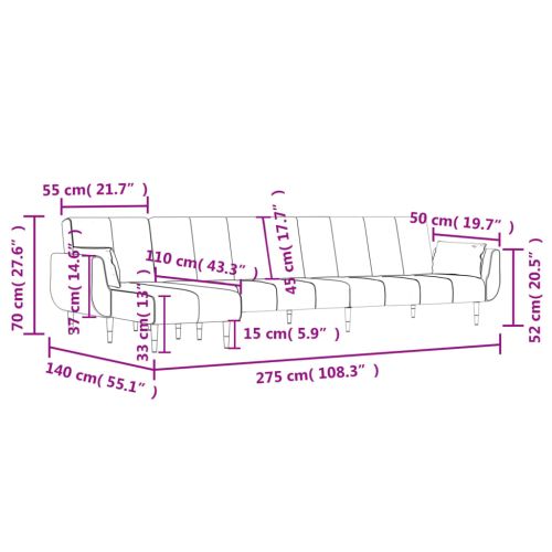 Г-образно разтегателно канапе тъмносиво 275x140x70 см кадифе