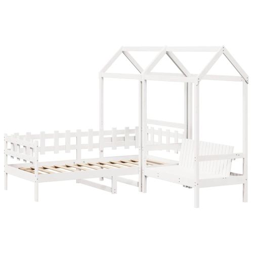 Комплект дневно легло и пейка с покрив без матрак Бял 80x200 cm