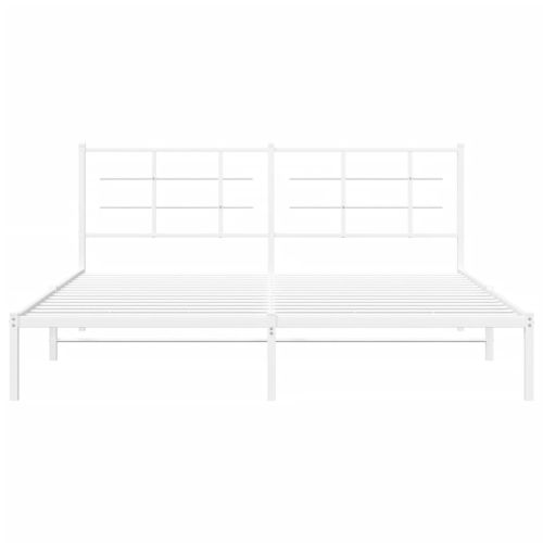 Метална рамка за легло с горна табла, бяла, 180x200 см