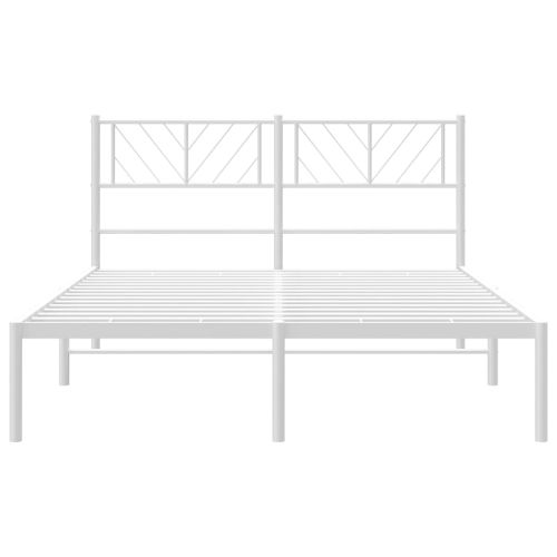 Метална рамка за легло с горна табла, бяла, 140x200 см