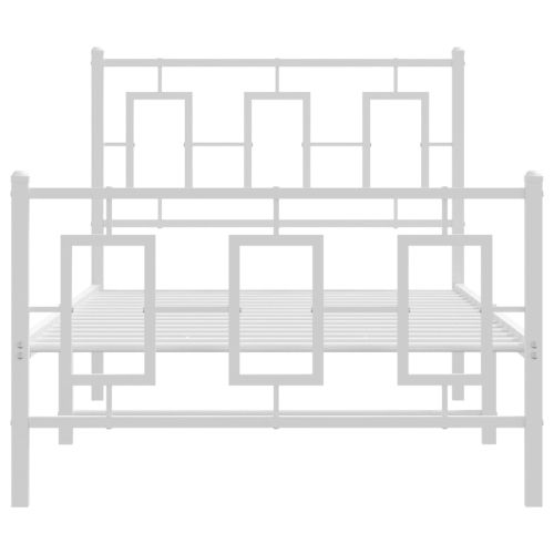 Метална рамка за легло с горна и долна табла, бяла, 90x200 см