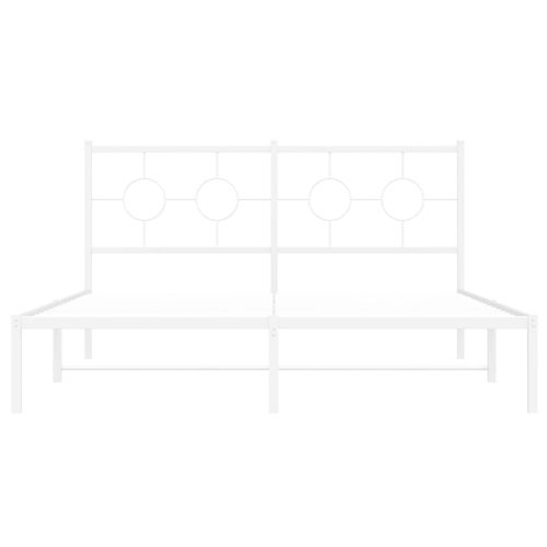 Метална рамка за легло с горна табла, бяла, 160x200 см