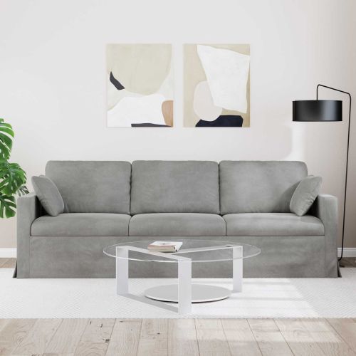 Диван Светлосиво 228 x 78 x 80 см Кадифе