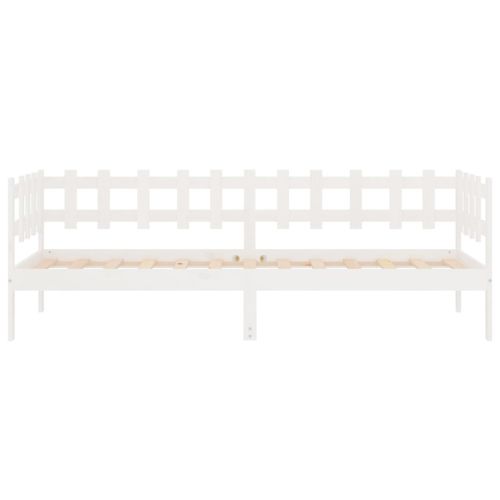 Дневно легло без матрак, бял, 80x200 см, борово дърво масив