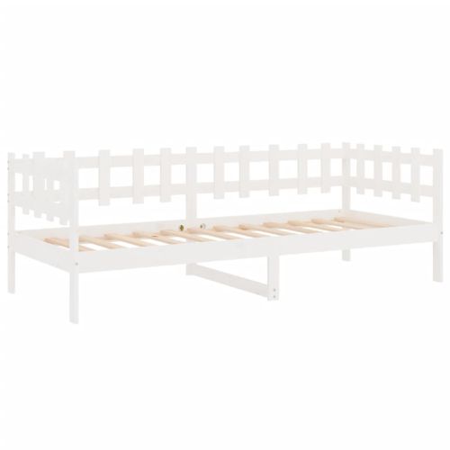 Дневно легло без матрак, бял, 90x190 см, борово дърво масив