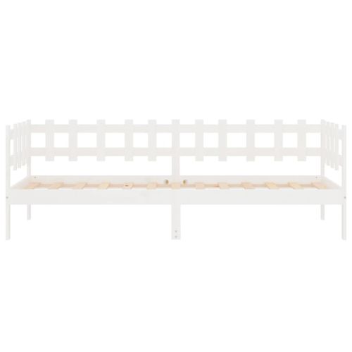 Дневно легло без матрак, бял, 90x190 см, борово дърво масив