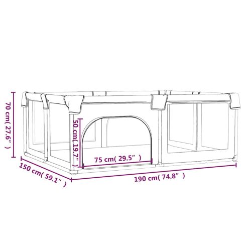 Бебешка кошара с 2 врати, светлосиня, оксфорд текстил