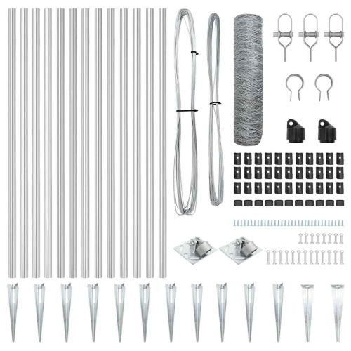 Стълб за ограда. Сребрист 25 x 1 м (50 мм мрежа) Стомана