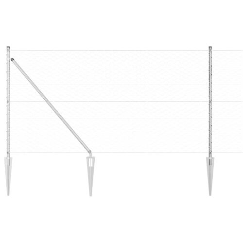 Стълб за ограда. Сребрист 25 x 1 м (50 мм мрежа) Стомана