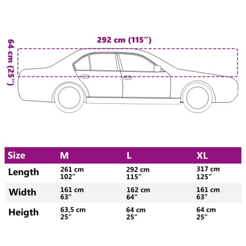 Половин покривало за кола, с кукички, сребристо, L, PEVA