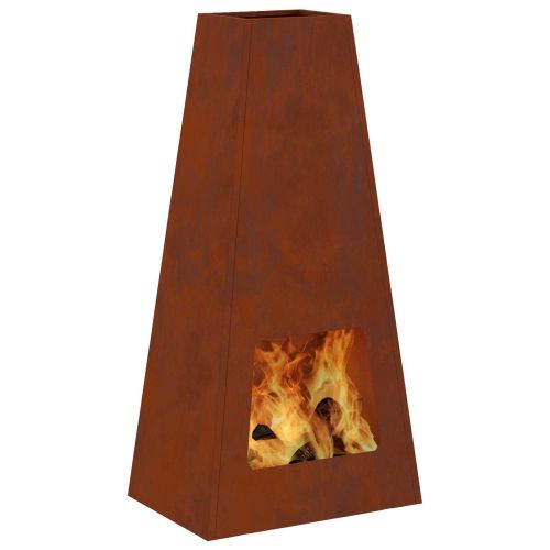 Огнище Кафяво 50 x 35 x 100 см Патинираща стомана