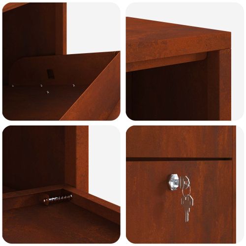 Пощенска кутия за пратки с врата Ръждясало 44 x 22 x 82 см