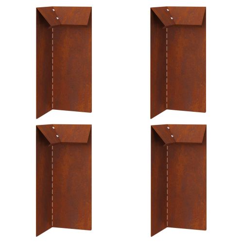 Оградка за охлюви 4 pcs Ръждясало 10 x 10 x 25 см