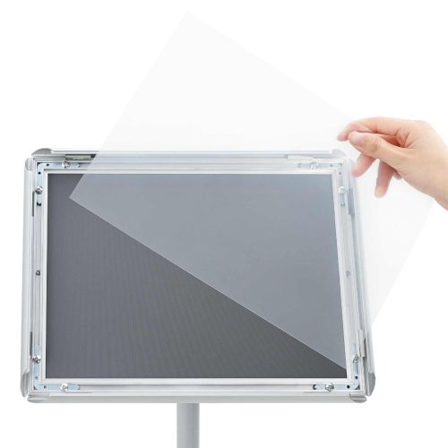 Поставка за плакат Сребрист 33 x 33 x 123 см PVC и стомана