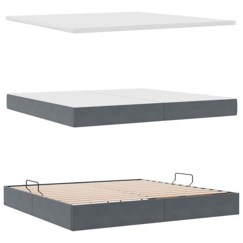 Легло с място за съхранение и матрак Тъмен сив 200 x 200 cm