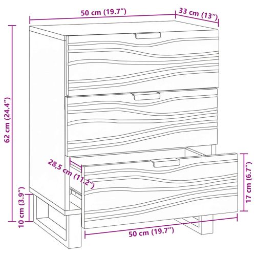 Нощен шкаф с чекмедже Бял и черен 50 x 33 x 62 см