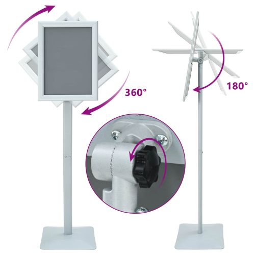 Поставка за плакат Сребрист 32,5 x 27 x 126 см Чугун