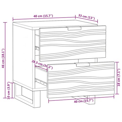 Нощен шкаф с чекмедже 2 pcs Бял и черен 40 x 33 x 46 см