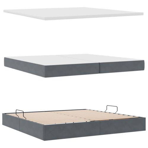 Легло с място за съхранение и матрак Тъмен сив 200 x 200 cm