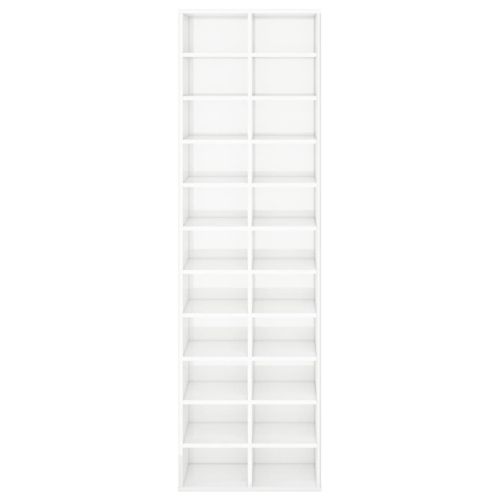 Шкаф за обувки, бял гланц, 54x34x183 см, инженерно дърво