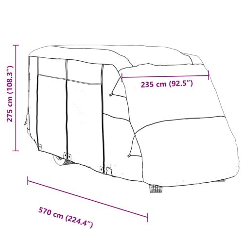 Motorhome Covers Grey 570x235x275 cm Нетъкана материя