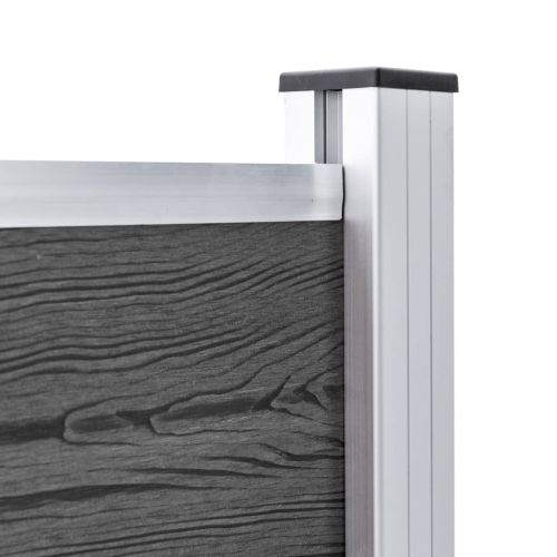 Комплект оградни панели, WPC, 699x105 см, черен