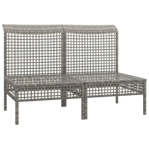 Градински средни дивани с възглавници, 2 бр, сиви, полиратан