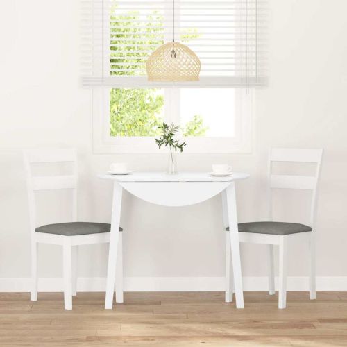 Трапезни столове с възглавници 2 бр Бяла масивна дървесина гума