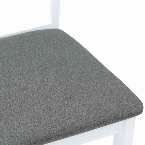 Трапезни столове с възглавници 2 бр Бяла масивна дървесина гума