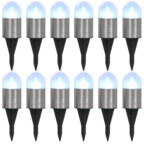 Соларни земни лампи, 12 бр, LED светлина, бели
