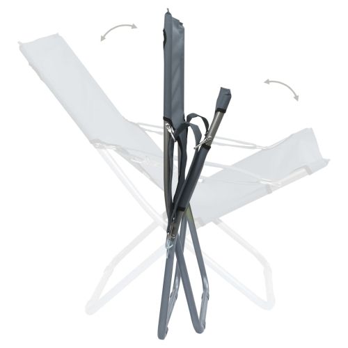 Сгъваеми плажни столове, 2 бр, текстил, сиви