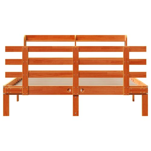 Рамка за легло с табла, восъчнокафяв, 150x200 см, бор масив