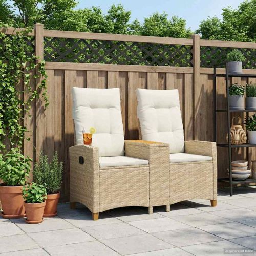 Люлееща се пейка с маса Бежов и кремаво бял 126 x 65 x 112 см