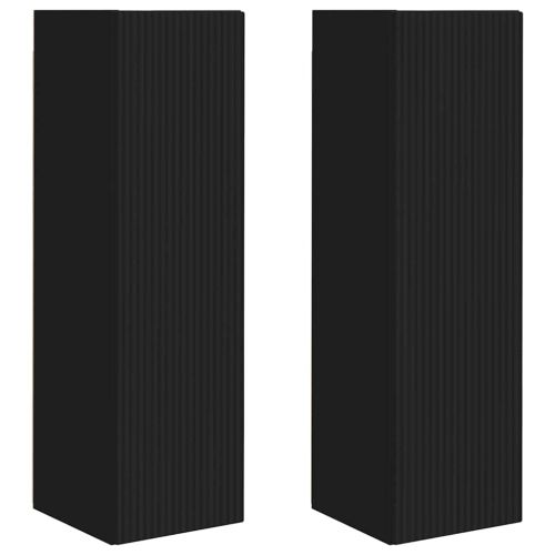 TV стенен шкаф 2 pcs Черно 30 x 31 x 100 см Инженерно дърво