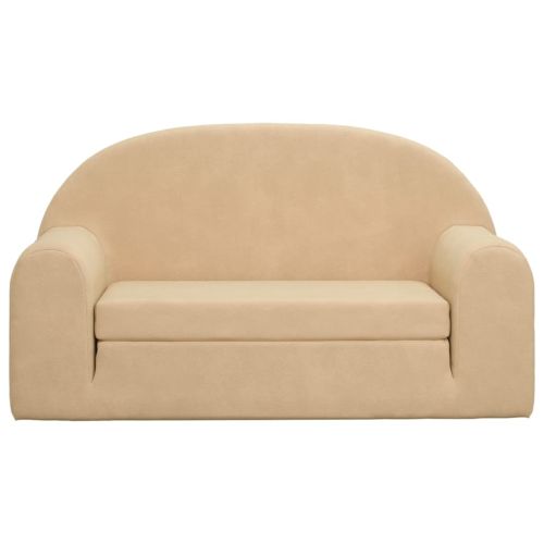 2-местен детски диван-легло кремаво мек плюш