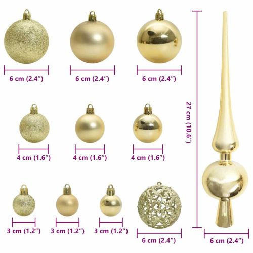 Комплект коледни топки 120 pcs Златист Пластмаса