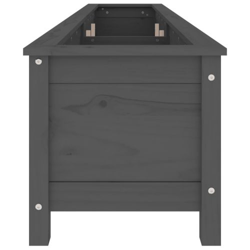 Градинско повдигнато легло, сиво, 199,5x40x39 см, бор масив