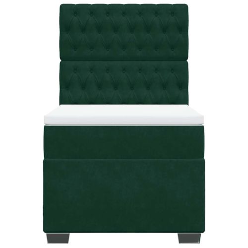 Боксспринг легло с матрак, тъмнозелено, 100x200 см, кадифе